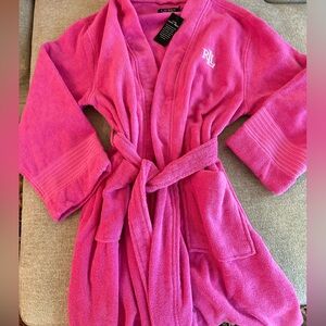 Lauren Ralph Lauren Terry Cloth Robe Bright Pink size Large NWT intimates